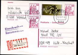 BERLIN P105 Postkarte EINSCHREIBEN Wetzlar-Halle 1977 - Postkaarten - Gebruikt