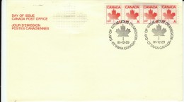 Canada Post Maple Leaf 'A' Denomination Coil Strip Of 4 Stamp Issue 29 December 1981 First Day Cover FDC - 1981-1990