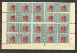 SWITZERLAND 1966 Locomotive  - Block Of 20 Dummy Stamps - Specimen Essay Proof Trial Prueba Probedruck Test - Plaatfouten