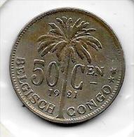 50 Centimes  Albert I  1921 FL Congo-Belge  Belle Qualité - 1910-1934: Albert I.