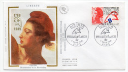 1988--enveloppe FDC Soie-Marianne--Liberté Exposition Philatélique Mondiale-Philexfrance 89--cachet  PARIS - 1980-1989