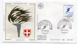 1991--enveloppe FDC Soie-J.Olympiques D'hiver-SAVOIE 1992-Parcours De La Flamme-envel Numérotée-cachet PARIS-75 - 1990-1999
