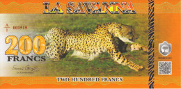 LA SAVANNA - 200 FRANCS 2015 / SERIE A/1 - JAGUAR - Ficción & Especímenes