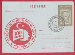 177273 / 1981 - MUSTAFA KEMAL PASCHA , ATATURK ,   Turkey Turkije Turquie Turkei Stationery Entier Ganzsachen - Lettres & Documents