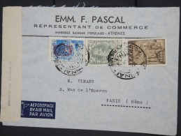 GRECE - Enveloppe D ' Athénes Pour Paris En 1948 Avec Bande De Controle Du Change - Aff. Plaisant - à Voir - Lot P7863 - Lettres & Documents