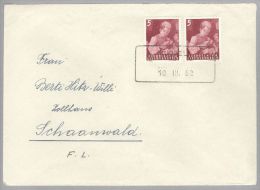 Heimat Liechtenstein Ruggell 1952-03-10 Aushilfsstempel Bedarfsbrief Nach Schaanwald - Storia Postale