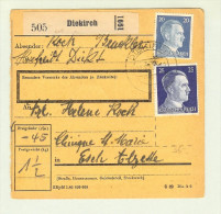 Heimat Luxemburg Diekirch 1944-06-19 Paketkarte DR-Marken - 1940-1944 German Occupation