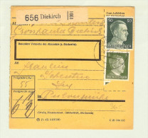 Heimat Luxemburg Diekirch 1943-07-28 Paketkarte DR-Marken - 1940-1944 Ocupación Alemana