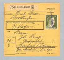 Heimat Luxemburg Howelingen 1943-08-18 Paketkarte DR-Marken - 1940-1944 Occupation Allemande