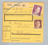 Heimat Luxemburg Diekirch 1943-04-14 Paketkarte DR-Marken - 1940-1944 Occupation Allemande