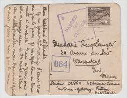 Aus323/ AUSTRALIEN -  Censored Card Sent From Geelong To France In The 1940´s - Briefe U. Dokumente