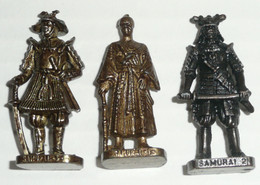 Lot 3 Figurines Métal Kinder Vintage Samouraïs N°1 2 & 3 Scame, Samurai Samourai - Metalen Beeldjes