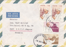 23681- POPE JOHN PAUL 2ND, CATHEDRALS, STAMPS ON COVER, 1980, BRASIL - Covers & Documents