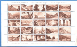 SWITZERLAND 1958 Alpine Post - Brown Sheet Of 25 Dummy Stamps - Specimen Essay Proof Trial Prueba Probedruck Test - Variétés