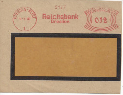 Germany  (Dresden-Altst 2.11.32) Briefumschlag-Abschnitt (Reichsbank-Dresden) See Scans - Maschinenstempel (EMA)