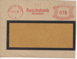 Germany  (Dresden-Altst 2.11.32) Briefumschlag-Abschnitt (Reichsbank-Dresden) See Scans - Franking Machines (EMA)