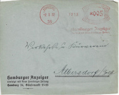 Germany  (Hamburg 2.3.32) Briefumschlag-Abschnitt (Hamburger Anzeiger) See Scans - Maschinenstempel (EMA)