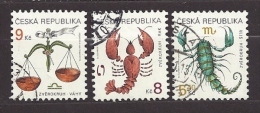 Czech Republic Tschechische Republik 1999 Gest. Mi 217, 225, 241 Sc 3065, 3066, 3069 Zodiac: Libra, Cancer, Scorpio. C.1 - Usati