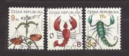Czech Republic Tschechische Republik 1999 Gest. Mi 217, 225, 241 Sc 3065, 3066, 3069 Zodiac: Libra, Cancer, Scorpio. C.3 - Usati