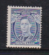 Australia 1937-49 ASC 179, King George VI Three Pence Blue Die 1a Mint Hinged - Mint Stamps