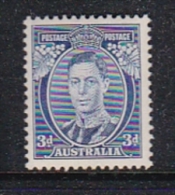 Australia 1937-49 ASC 180, King George VI Three Pence Blue Die II Mint Hinged - Nuevos