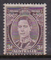 Australia 1937-49 King George VI Perforated 14x15, ASC 190 King George VI 3d Brown White Face MNH - Mint Stamps