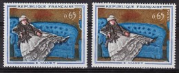 France 1364 Variété Moquette Bleue Liseré Blanc Et Normal Tableau De Manet Neuf ** TB MNH Sin Charnela - Unused Stamps