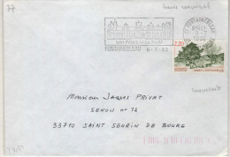 Lettre Flamme Concordante Fontainebleau 6-7-92 " L'heure Dans Le Timbre à Date Est Renversée" - Storia Postale