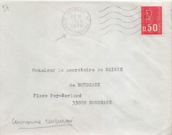 Lettre Flamme O= 57 Moulins Les Metz 17-6 1974 " Couronne Du Timbre à Date Renversée - Lettres & Documents