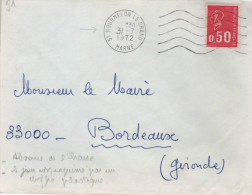 Lettre Flamme O= 51 Mourmelon Le Grand 31-7 1972 " Sans L'heure Et Le Chiffre Du Jour Est Un Chiffre Plastique Des T.à D - Covers & Documents