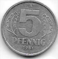 5 PFENNIG Alu RDD 1981 A CL. 15 - 5 Pfennig