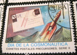 Cuba 1990 Cosmonautics Day - Rocket Post 30c - Used - Usati