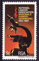 South Africa RSA - 1981 - Microscope, National Cancer Association 50th Anniversary - Single Stamp - Ongebruikt