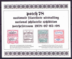 South Africa RSA - 1978 - Potch '78 Philatelic Miniature Sheet / Souvenir Sheet - Neufs