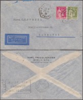 France 24/1/1938. 75 C Et 1.75 F Paix Sur Lettre De Paris 96 Air France Pour Hanovre. Y&T 284A Et 289 - 1932-39 Paix