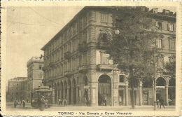 TORINO  Via Cernaia E Corso Vinzaglio  Tram  Bella Animazione  1918 - Transportes