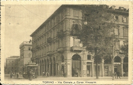 TORINO  Via Cernaia E Corso Vinzaglio  Tram  Bella Animazione  1918 - Trasporti