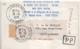 Lettre  Bande Pour Journal 33-Lacanau-Médoc I8-I0 I978 Avec Griffe PP Dans Un Rectangle - Brieven En Documenten