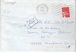 Lettre  33 Martignas Sur Jalles 18-1 2002 Pour Bordeaux Armées FD Apposés à Langon, Flamme Au Dos - Lettres & Documents