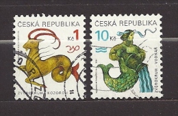 Tschechische Republik Czech Republic 1998 Gest⊙ Mi 199-200 Sc 3063-3064 Tierkreiszeichen Zodiac Capricorn An Aquarius C2 - Usati