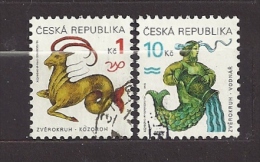 Tschechische Republik Czech Republic 1998 Gest⊙ Mi 199-200 Sc 3063-3064 Tierkreiszeichen Zodiac Capricorn An Aquarius C3 - Usati