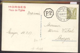 DISTRICT DE MORGES /// ETOY - AU DOS: CACHET ROUGE " MORGES PLACE DE L'EGLISE ET 1er BUREAU DE POSTE AUTOMOBILE " - TB - Étoy