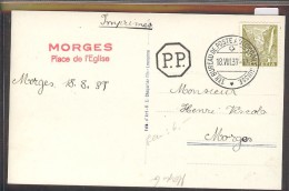 DISTRICT DE MORGES /// ETOY - AU DOS: CACHET ROUGE " MORGES PLACE DE L´EGLISE ET 1er BUREAU DE POSTE AUTOMOBILE " - TB - Étoy