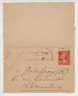 CARTE LETTRE ENTIER POSTAL TYPE SEMEUSE 10 C ROUGE 135-CL2 POUR CHATEAUDUN 1907 - - Letter Cards