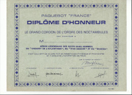 RARE PAQUEBOT FRANCE DIPLOME D´HONNEUR DE L´ORDRE DES NOCTAMBULES - Other & Unclassified