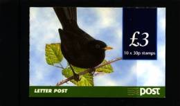 IRELAND/EIRE - 1998  £. 3  BOOKLET  BLACKBIRD  PERF. 15x14 NO PHOS. FRAMES F/ USED  FDI CANCEL - Cuadernillos