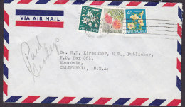 New Zealand Via Air Mail AUCKLAND 1963 Cover Brief MONROVIA Calif. USA 3-Colour Flower Blume Franking - Brieven En Documenten