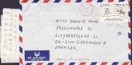 Hong Kong Air Mail Par Avion HONG KONG 1984 Cover Brief KØBENHAVN Ø. Denmark Original Letter In Chinese !! Jockey Club - Cartas & Documentos