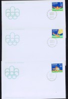 1975  Montreal Olympic Games  Water Sports  Swimming, Rowing, Sailing  Sc B4-6  On Separate FDCs - 1971-1980