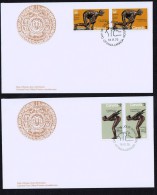 1975  Montreal Olympic Games  Olympic Sculptures  $1 And $2 Values Sc 656-7 Pairs On Separate FDCs - 1971-1980